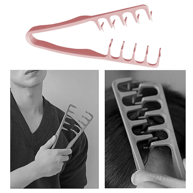 Peigne de coiffure rose à dents larges pour hommes et femmes, en plastique ABS avec poignée texturée, peigne à couture, racine de cheveux, coiffure moelleuse