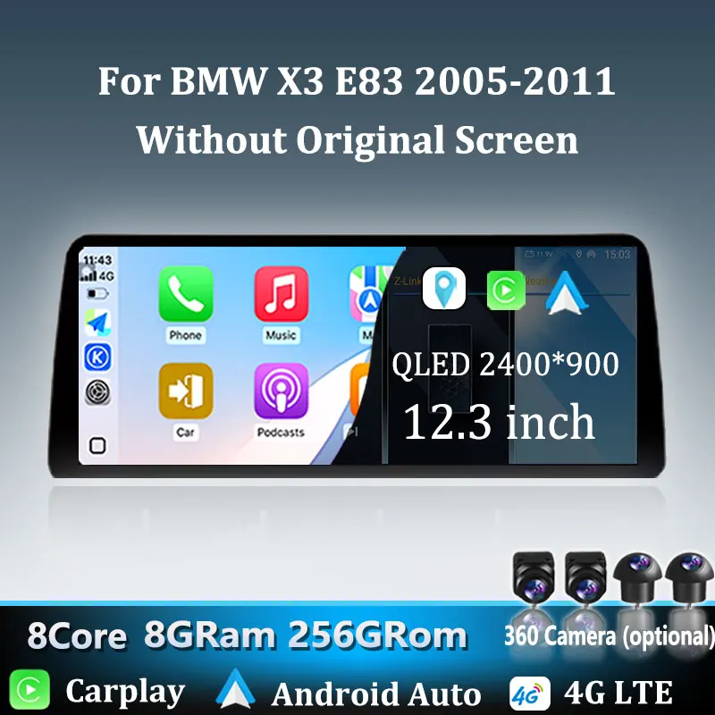 Reproductor Multimedia para Auto con GPS, Navegación, DSP, Carplay y Android Auto para BMW X3 E83 2005-2011 Sin Pantalla Original Android16