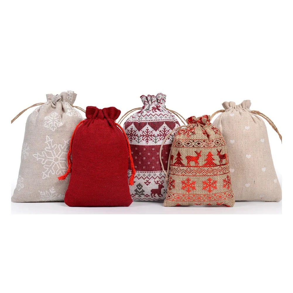 

24 Piece Advent Calendar Drawstring Bags Set with Wooden Tags Clips Stickers and 10 M Hemp Rope for Wall Hanging