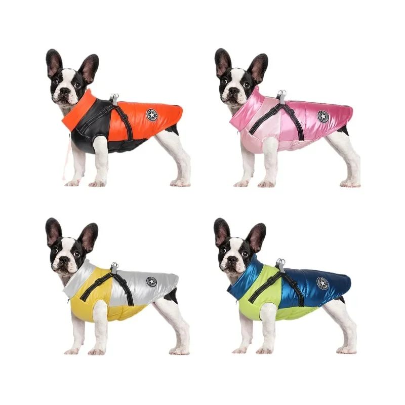 

Winter Warm Dog Clothes Waterproof Dog Jacket Vest for Small and Medium Dogs With Harness French-Bulldog Coat Pet Costume