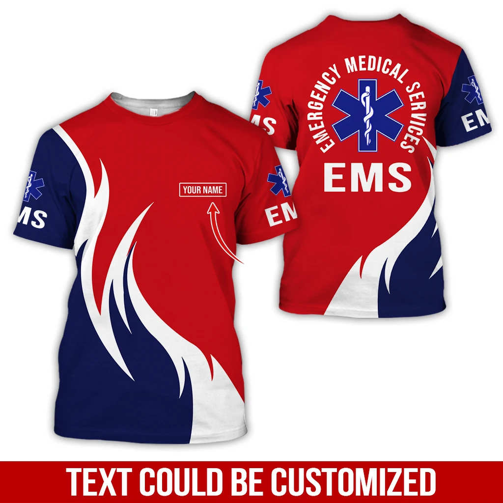 Custom Name Cosplay EMS EMT Medical Paramedic Worker Tattoo 3DPrint Summer Harajuku Streetwear Short Sleeves Casual T-Shirts X4