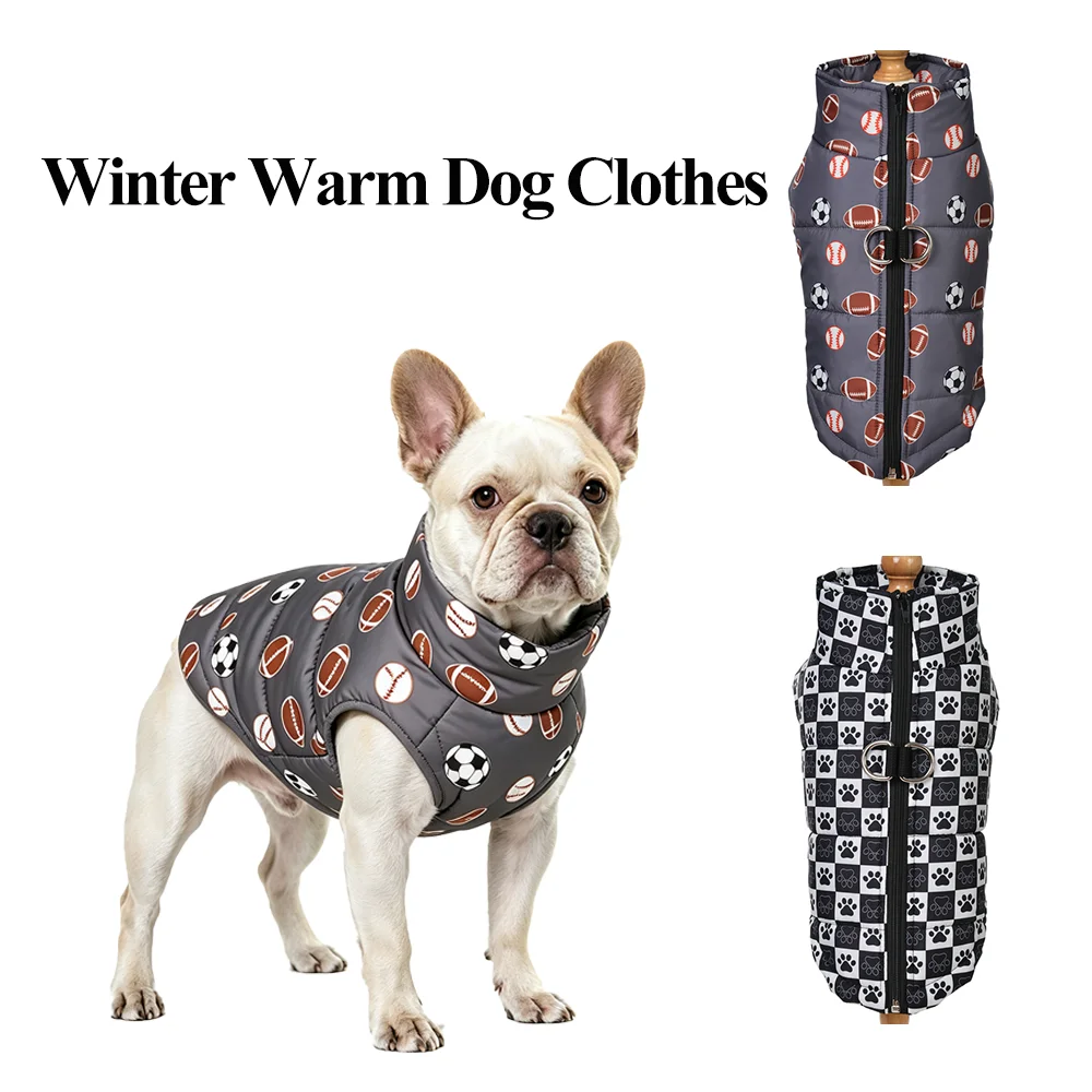 Winterwarme Hundekleidung für kleine und mittelgroße Hunde, Katzen, modischer Druck, wasserdichte Welpenjacke mit Reißverschluss, Outdoor-Haustiermantel, Chihuahua