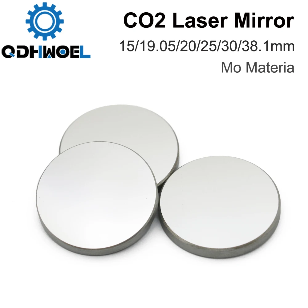 QDHWOEL CO2 레이저 반사경, Mo 미러 직경 CO2 레이저 절단 타각기, 두께 3mm, 15 19.05, 20, 25, 30, 38.1mm