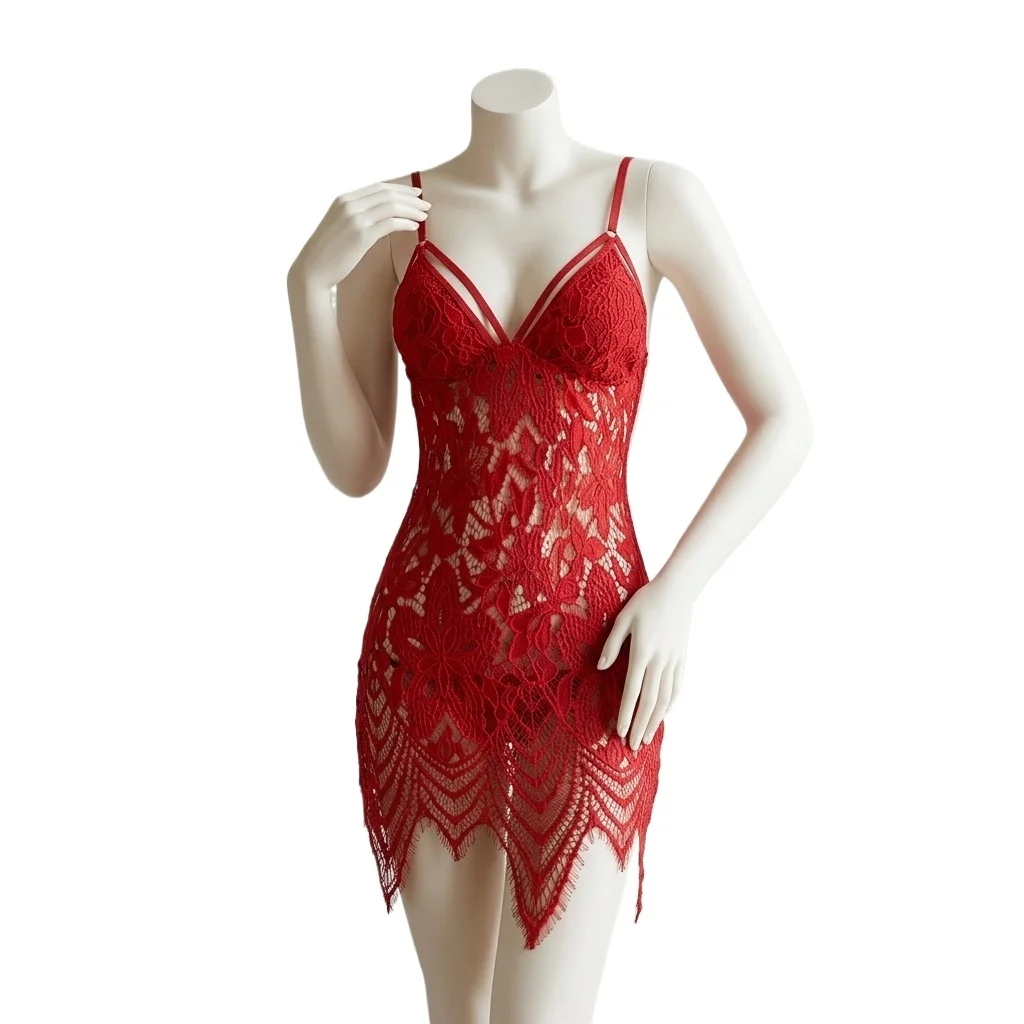 2026 Erotic Big Plus Size Women Hollow-out  Black Nightwear Plus Lace Nightgown Sleepwear Dress G-String  Lingerie Robe