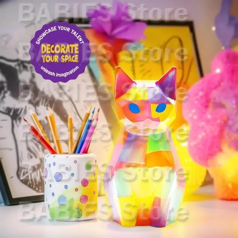 C9GB Cats Shaped Lamp Painting Set for Children Educational Art Toy for Acyivity