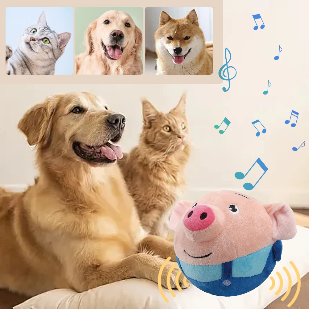 Puppy Ball Active Moving Pet Plush Toy Singing Dog Chewing Squeaker Fluffy Toy Bite Resistant Self-Moving for Dog Indoor Playing