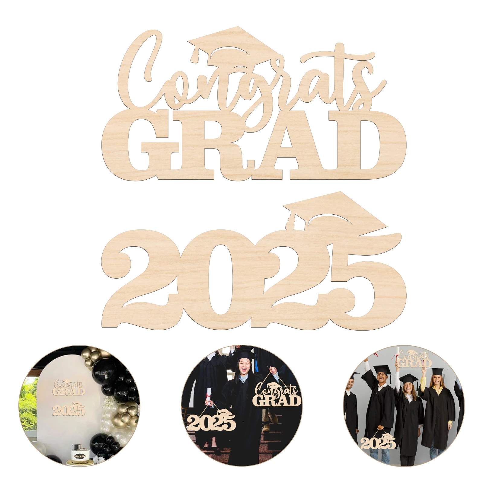 Congrats GRAD 2025 Wooden Sign Graduation Party Decorations 2025 First Day of School Wood Cutout Sign