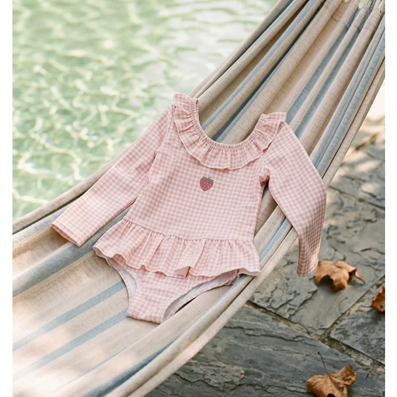 Toddler Baby Girls Long Sleeve Rash Guard Swimsuit UPF 50+ Sun Protection Summer Beach Bathing Suit Girl Swimwear