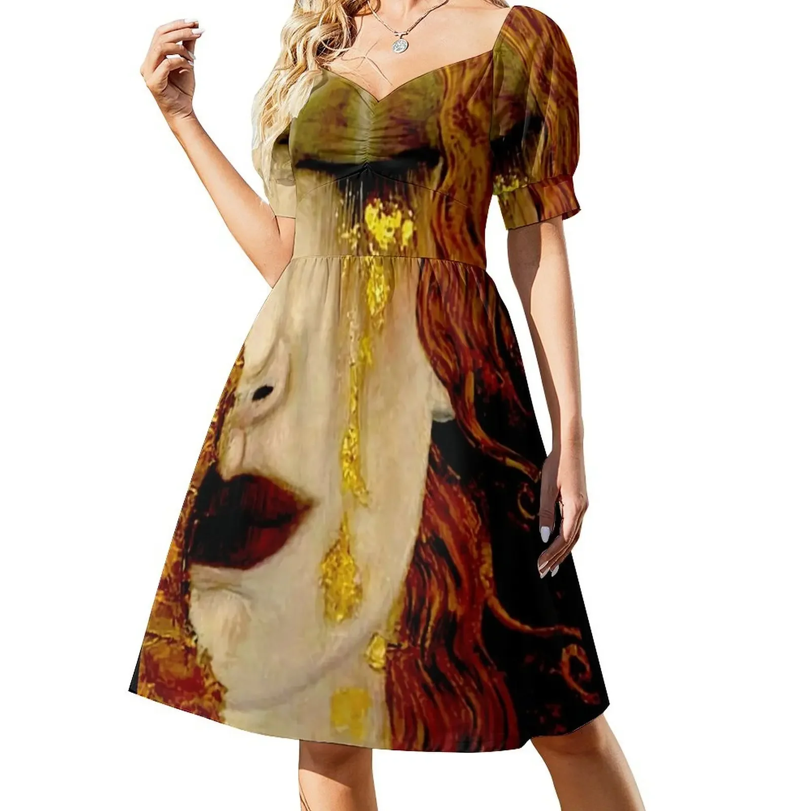 Klimt Golden Tears Sleeveless Dress party dress women elegant luxury Women's summer suit Dress