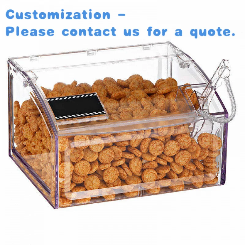 

custom.PET Bulk Candy Storage Bins Plastic Food Container with Scoop Supermarket Display Stand