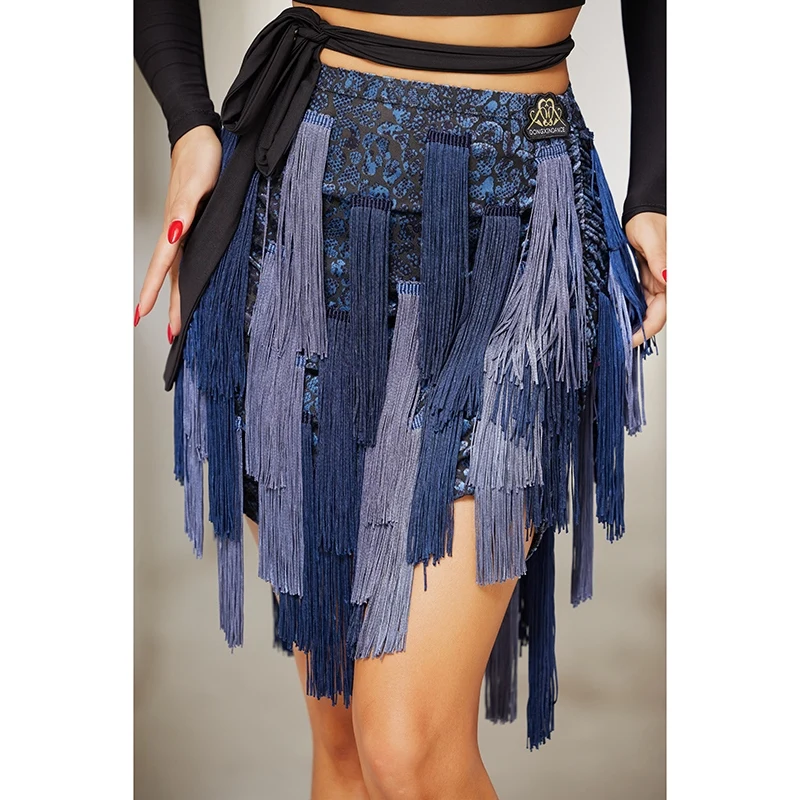 

2024 New Latin Dance Skirts For Women Tassels Skrits Female Chacha Rumba Tango Dress Adult Latin Performance Costumes DQS16448