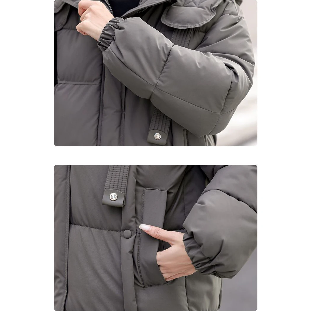 2025 가을 겨울 다운 코튼 패딩 재킷 여성용 오버코트 롱 한국식 후드 루즈 코튼 코트 신상 두꺼운 따뜻한 파카 코트
