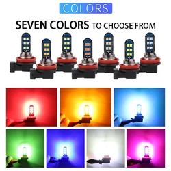 Ampoules LED de haute qualité pour voiture, phares antibrouillard automatiques, antibrouillards, 7 couleurs, vert, orange, H7, H11, H8, HB4, 9006, H27, 881, 880, H3, 2 pièces