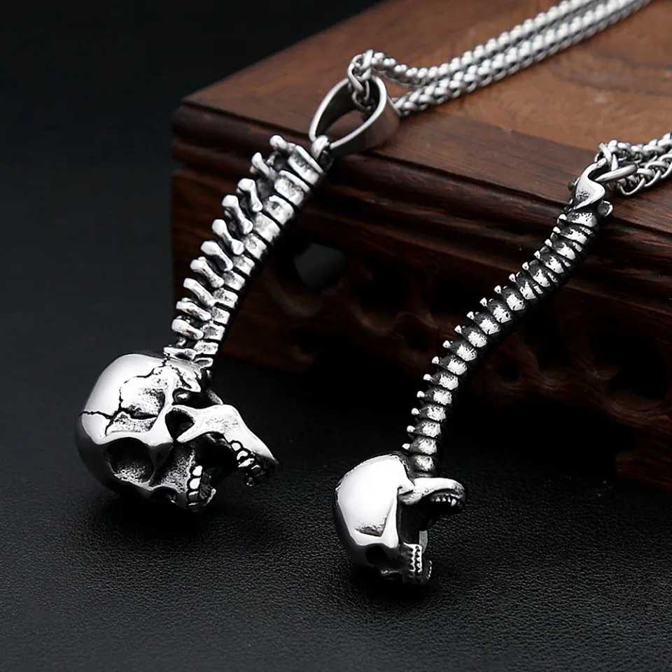Vintage Gothic Schädel Anhänger Halskette Für Männer Frauen 316L Edelstahl Punk Hip Hop Skeleton Coole Partei Schmuck Kreative Geschenke