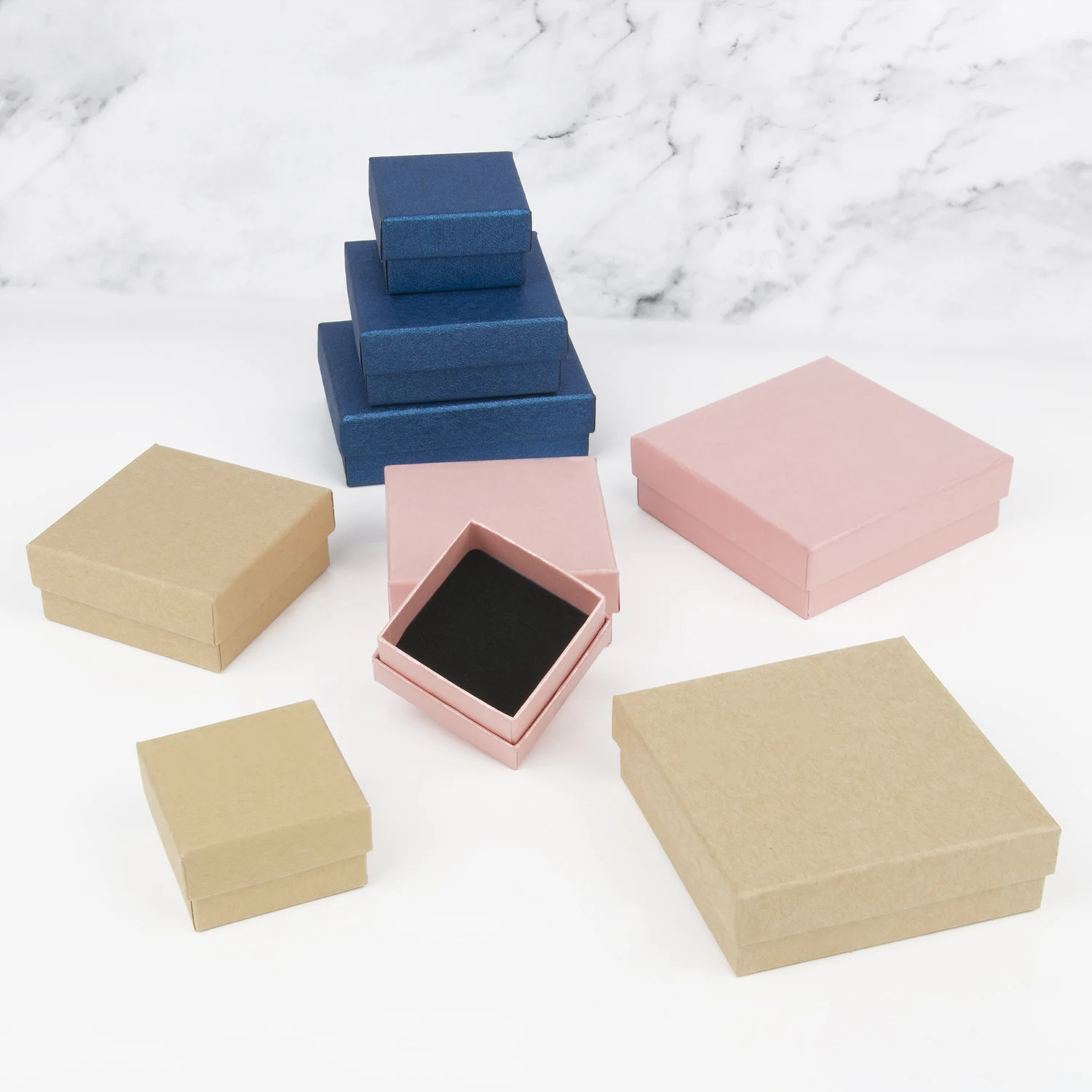 1PCS Fashion Ribbon Jewelry Box Multi Colors Wedding Earrings Ring Square Paper Box Necklace Pendant Storage Packaging Gift