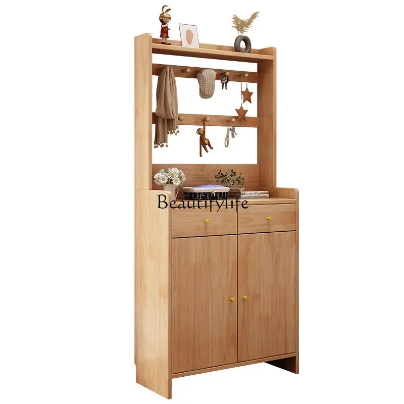yj21 Storage shoe cabinet Drawer type solid wood shoe cabinet Storage entrance cabinet