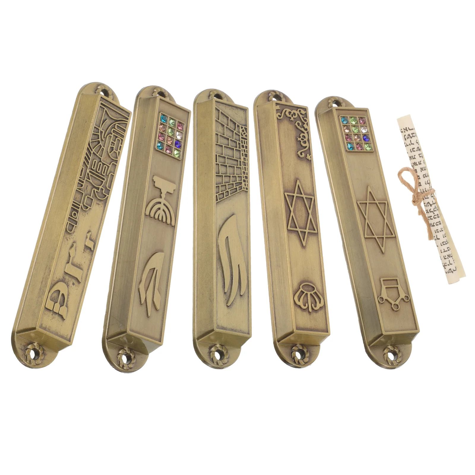 

5 Pcs Door Scroll Holy Pillar Religious Gift Home Decor Memorial Gifts Mezuzah Metal Symbols Jewish Aldult Decorative Catholic