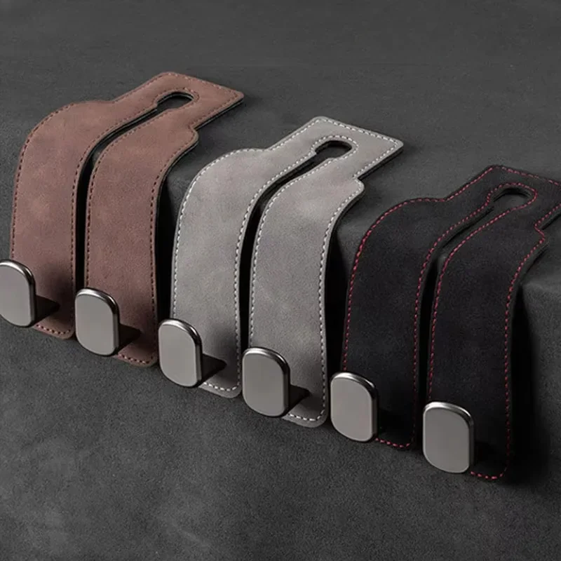 

2 in 1 Car Headrest Hook Suede Rear Seat Backrest Suspension Alloy Double Hook Clip Storage Auto Interior Accessories Universal