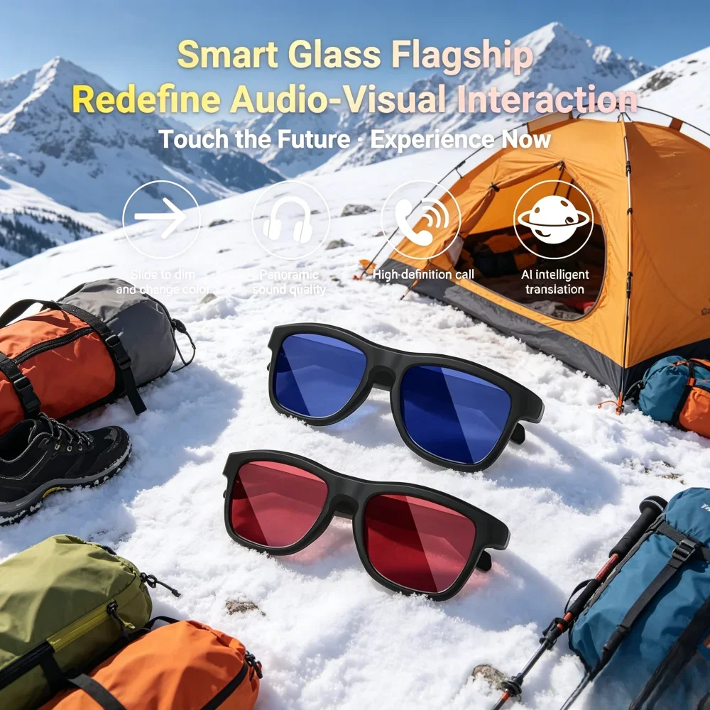

Smart Glasses, Bluetooth Touch Dimming Eyewear, Multifunctional Electrochromic Glasses with AI Real-Time Translation