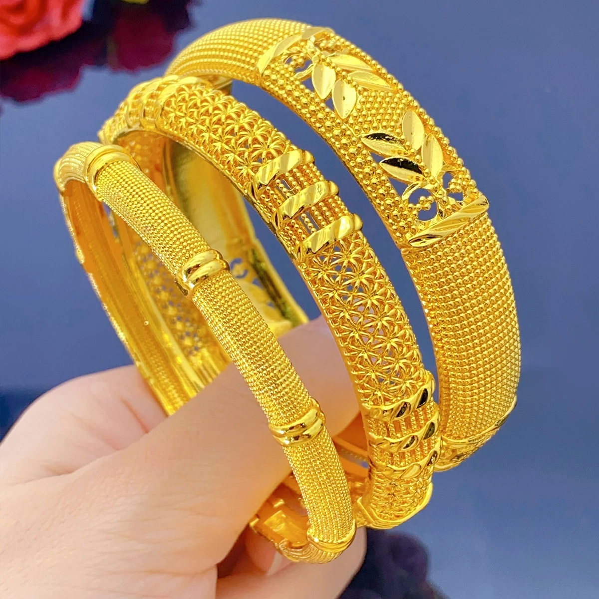 أساور مطلية بالذهب لفتاة الشرق الأوسط الإثيوبية دبي أزياء نسائية إثيوبية عربية مجوهرات اليد هدية زفاف العروس #2