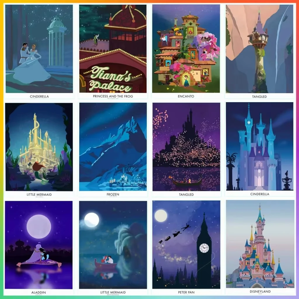 

Диснейленд Париж мультфильм замок холст квадратная картина современный домашний декор подарок без рамы