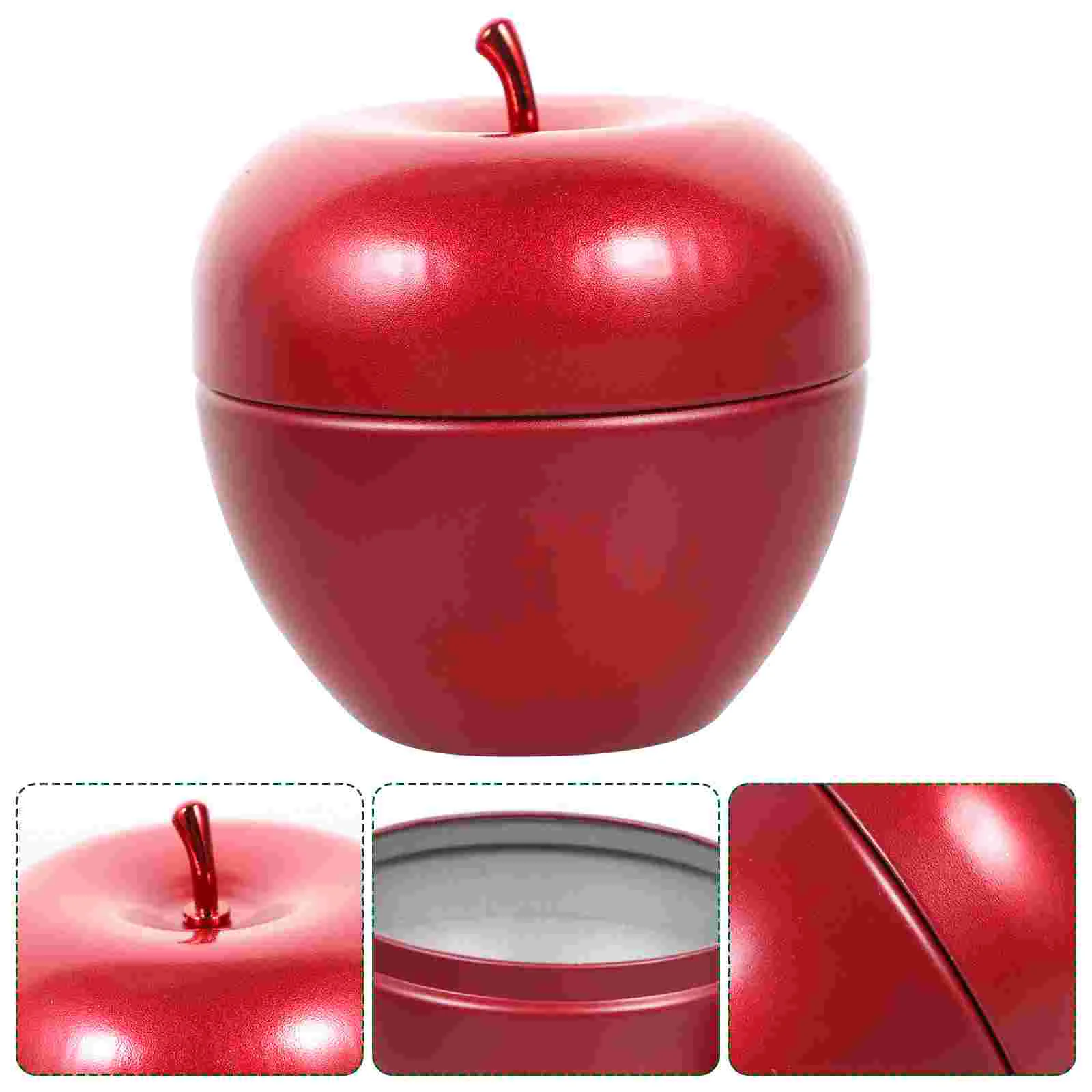 

4 Pcs Apple Jar Tea Can with Lid Tinplate Storage Jars Pot Snack Spice Sealed Man Travel Cookie