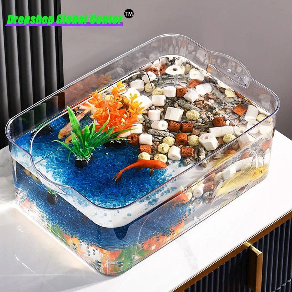 Transparent Acrylic Ornamental Fish Tank Ecological Breeding Box Living Room Desktop Landscaping Fish Tank Fishbowl Aquarium