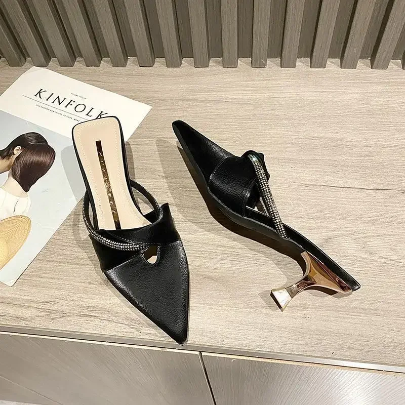 Sandales de Luxe à Talons Fins et Tempérament Jolie tu pour Femme, Chaussures Décontractées Polyvalentes à la Mode, Nouvelle Collection 2025