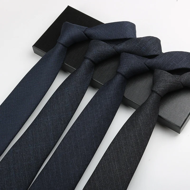 

Men's Tie Zipper Dress Wedding British Style Blue Gray Knotless Hand Tie in Stock