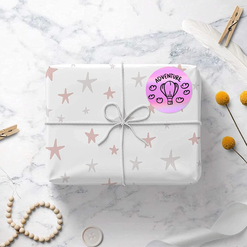 SINMARK 2 Rolls Purple Holographic Label Laser Gradient PET Sticker for DIY LOGO Barcode Print for Portable Printer