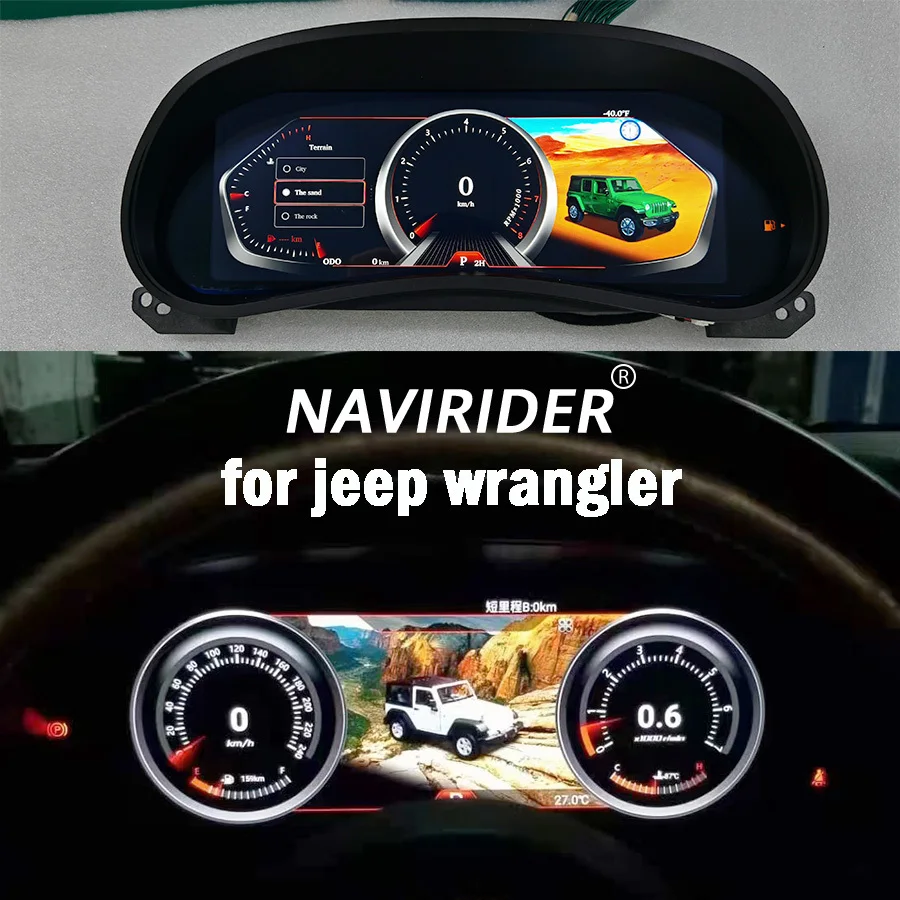Upgrade Smart Cluster For Jeep Wrangler 2011-2017 Instrument Carplay High Display LCD Dashboard Screen Speedometer 12.3Inch