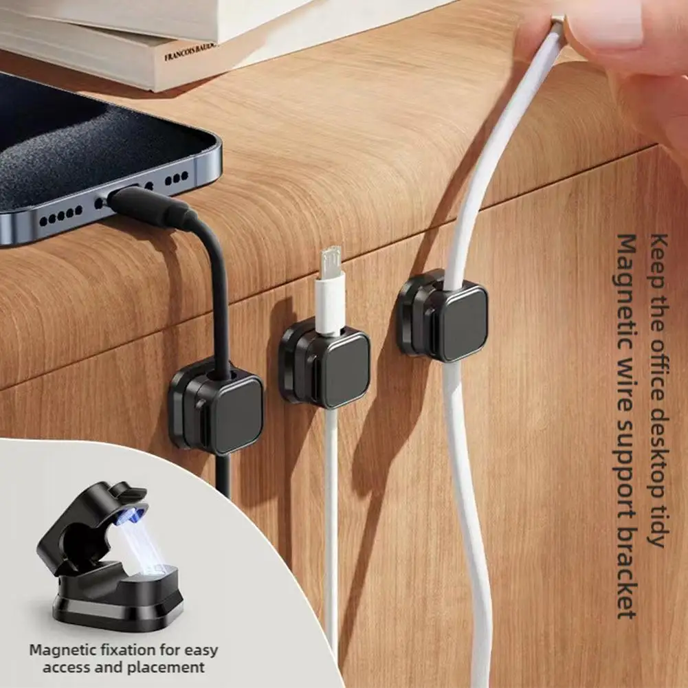 Magnetic Cable Clips Cable Smooth Adjustable Cord Holder Under Desk Cable Management Wire Keeper Cable Organizer Holder