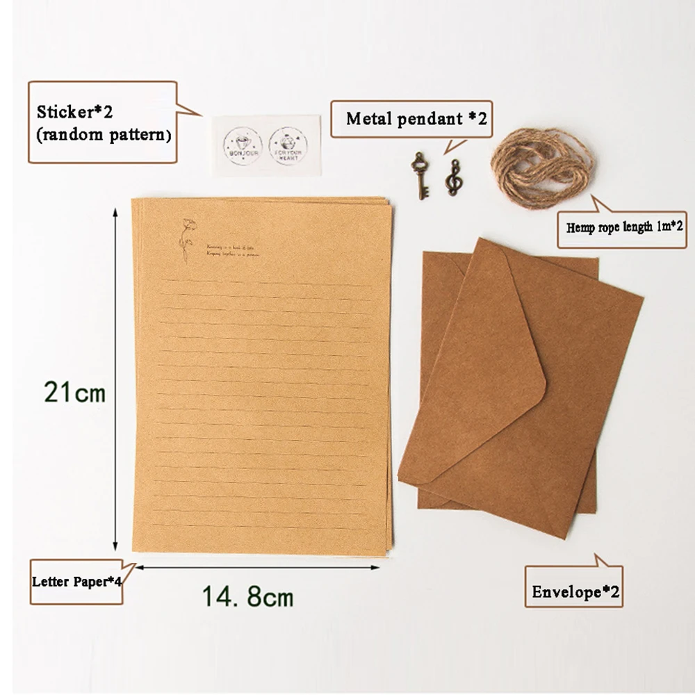 

European Style Vintage Mailers Set Letter Supplies Kraft Paper Envelope Letter Pad Writing Paper Envelopes Letter Paper