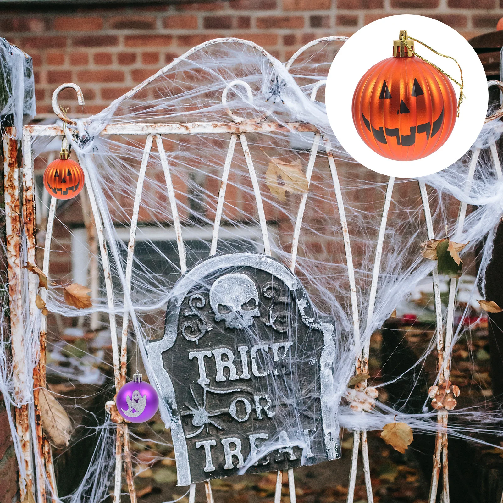 

6Pcs Halloween Smiling Pumpkin Balls Decorative Hanging Balls for Halloween Party Supplies Home Tree Decoration