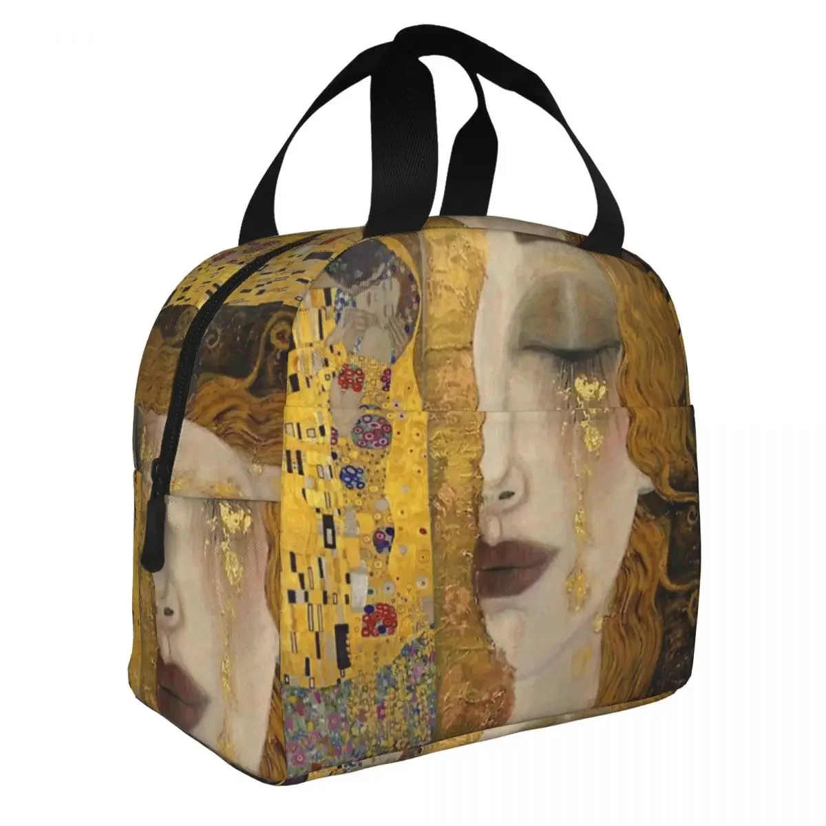 Gustav Klimt Insulated Lunch Bag Cooler Bag Reusable Freya's Tears High Capacity Lunch Box Tote Girl Boy Work Picnic