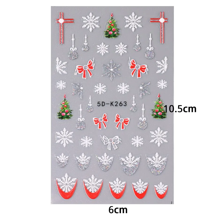 4pcs 5D Cute Christmas Snowman Nails Decals Winter Snowflake Santa Claus Snow Nail Stickers Slider Decoration Embossed Manicure image 4