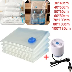 6Pcs Vacuum Storage Bags with Pump Transparent Folding Compressed Space Saving Vacuum Bag for Clothes Large Travel Container