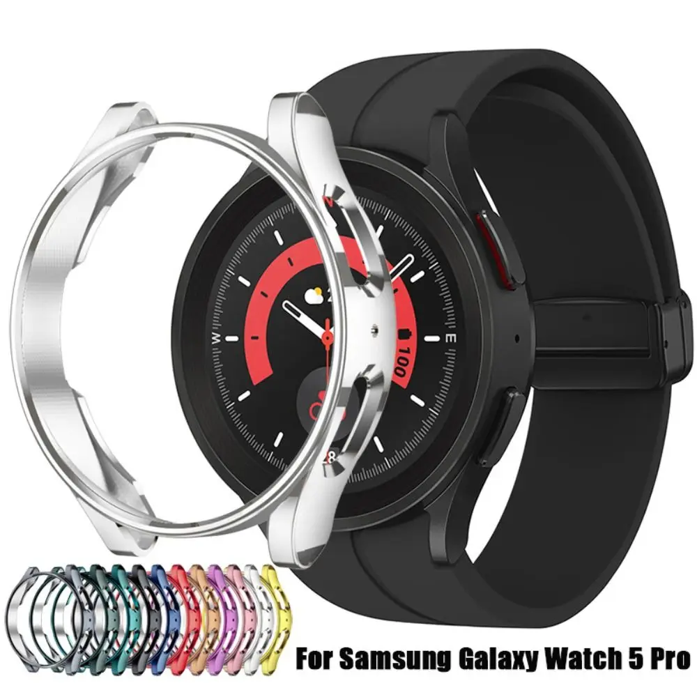 Anti-Scratch No Screen Protector Guard Frame Bumper Shell TPU Plating Cover Protective Case For Samsung Galaxy Watch 5 Pro 45mm