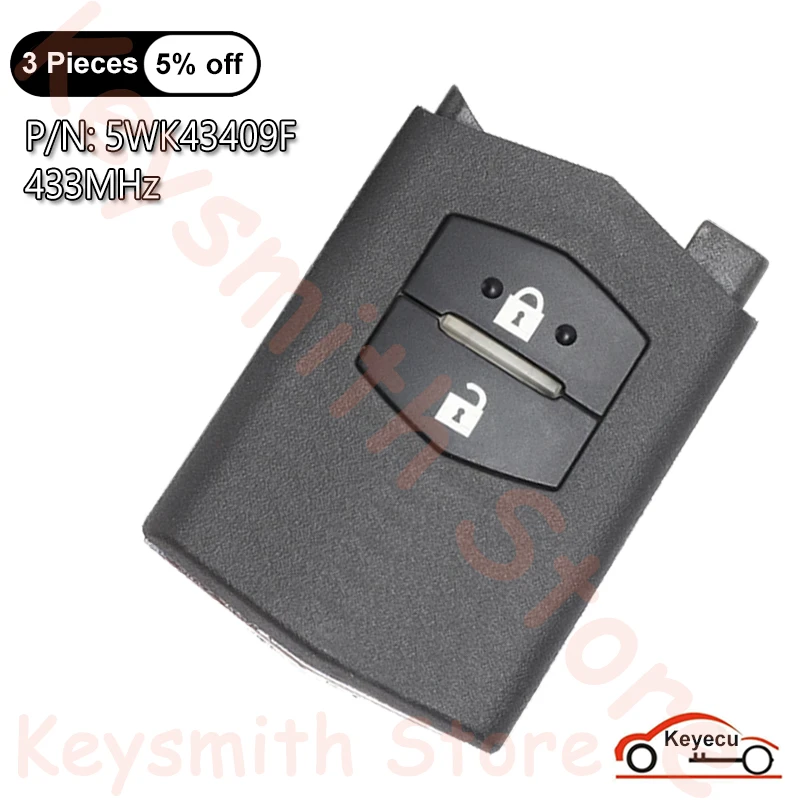 

KEYECU 2 Buttons 433MHz for Mazda Siemens VDO: 5WK43409F Flip Remote Key OEM Control Board Fob