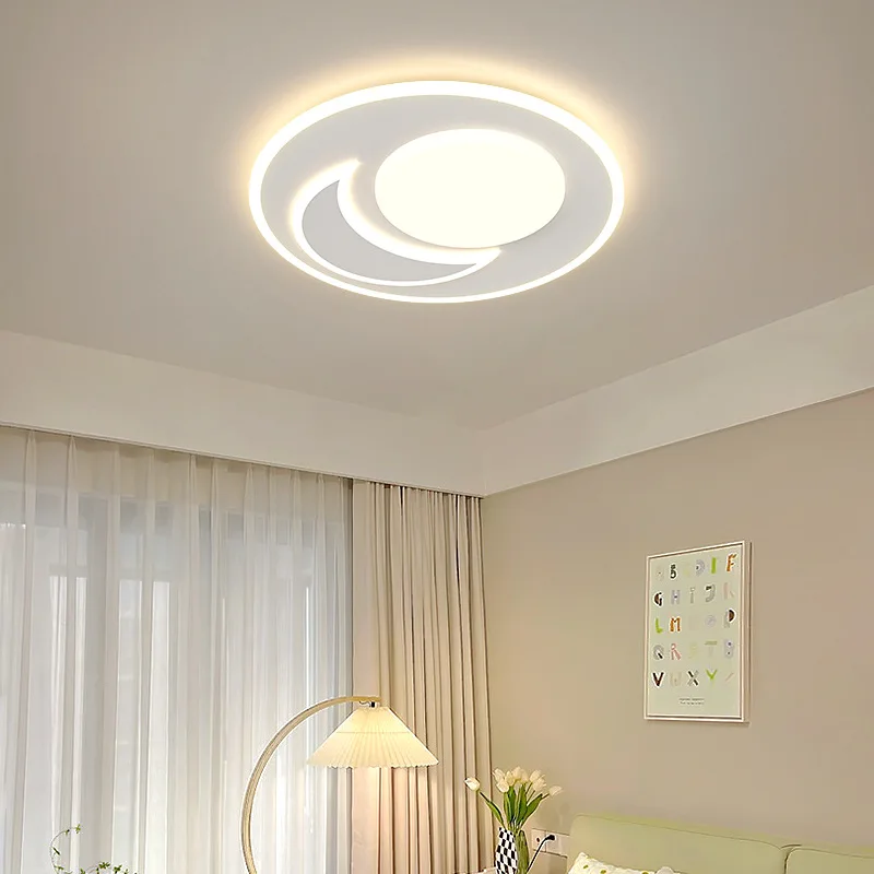 

Modern Moon Led Ceiling Lights For Kids Room Baby Bedroom Ceiling Lamp Smart Home Decor Nordic Lustre Round Nursery Chandelier