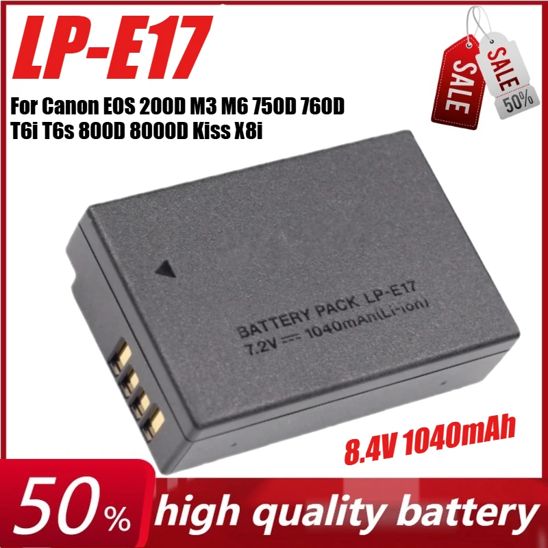 

8.4V 1040mAh LP-E17 LP E17 Camera Battery+Charger for Canon EOS 200D M3 M6 750D 760D T6i T6s 800D 8000D Kiss X8i Cameras LC-E17