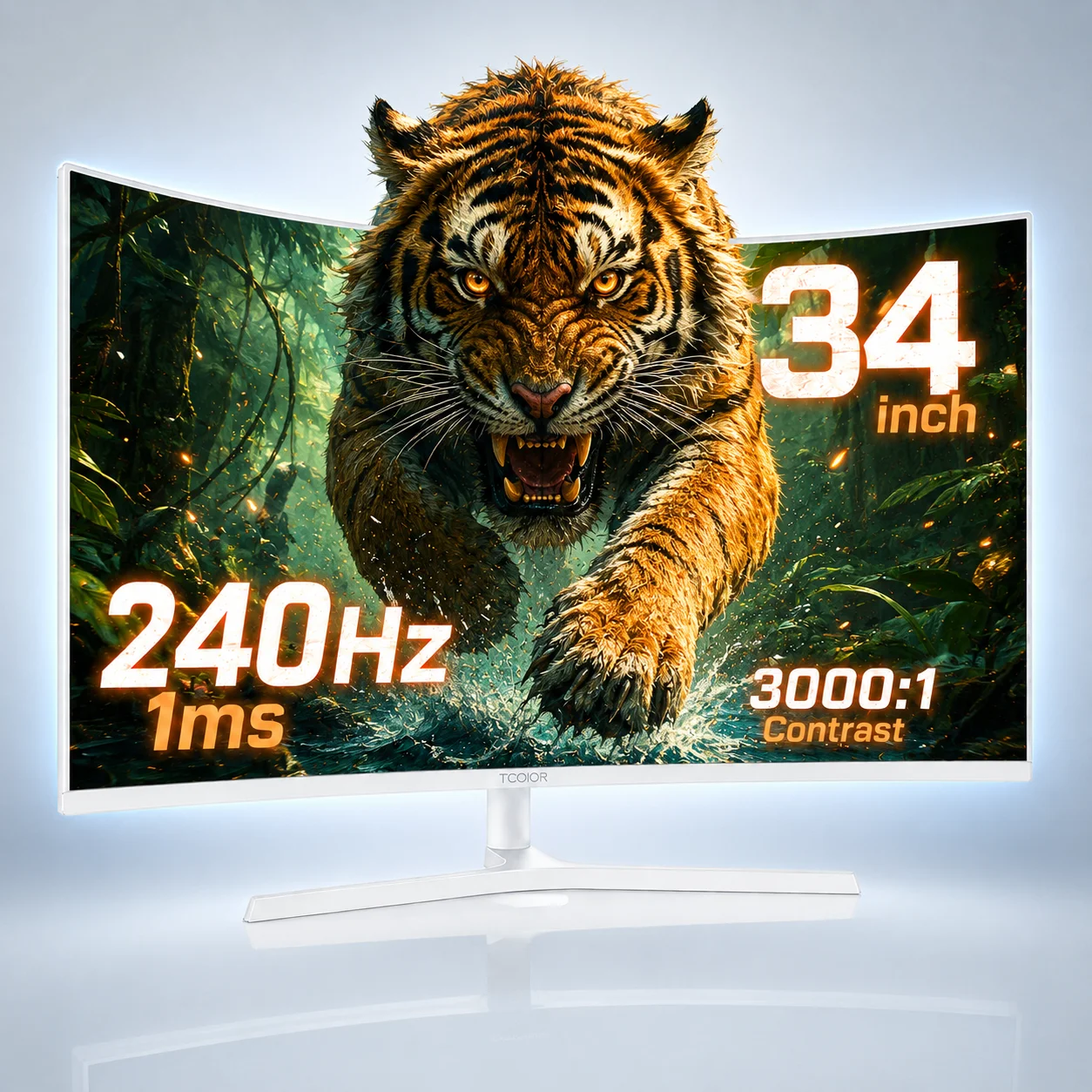 Monitor curvo para juegos de 34 pulgadas, 240Hz, 4K, curvatura 1500R, resolución FreeSync Premium, 100% sRGB, ultra ancho 21:9, pantalla para Esports para PC