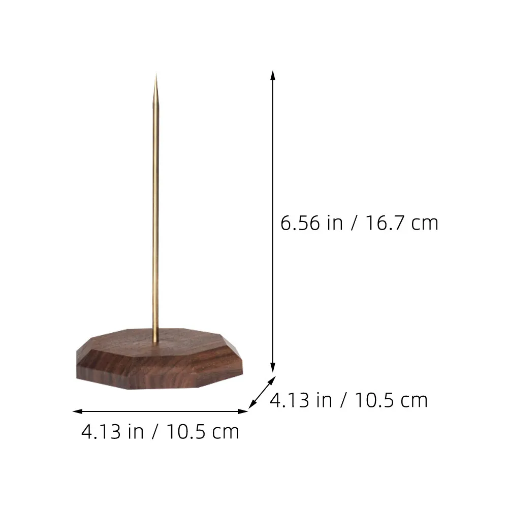 Wood Copper Receipt Holder Spike Rod Organizer Memo Holder Restaurant Paper Ticket Fork Storage Organizer Rod Spike Stick