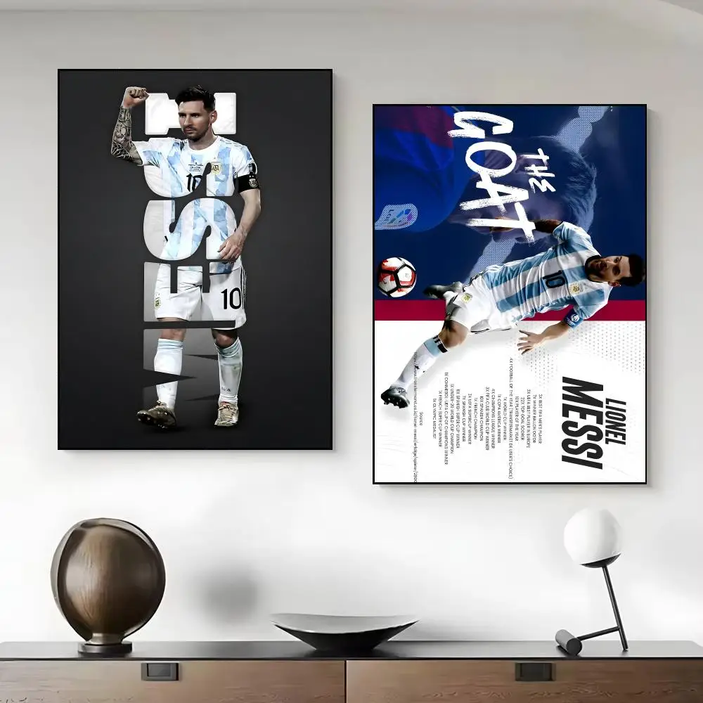 Athlete L-Lionel Messi Poster Unframed Canvas Artwork for Bedroom Living Room Bathroom Wall Decor