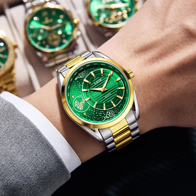 2026 LIGE العلامة التجارية الأعلى الساعات الفاخرة الرجال موضة عادية كوارتز ساعات المعصم 30 متر مقاوم للماء مضيئة الصلب ساعة رجالي Reloj Hombre #6