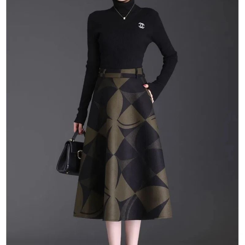 

Осенняя новинка, женская шерстяная зимняя юбка больших размеров, юбка трапециевидной формы, зимняя юбка средней длины, детские осенние и зимние юбки