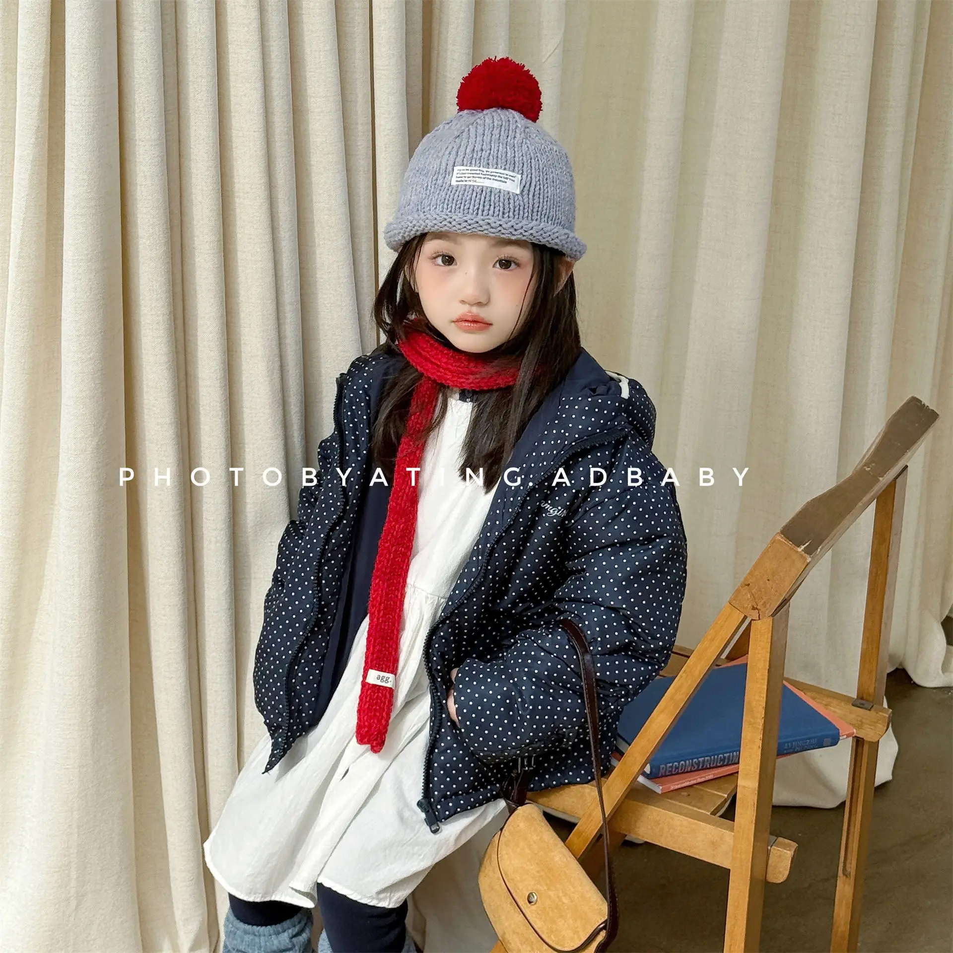 2025 Winter New Children Long Sleeve Warm Coat Boys Girls Fashion Dot Print Hooded Cotton Padded Jacket Kids Baby Fleece Clothes