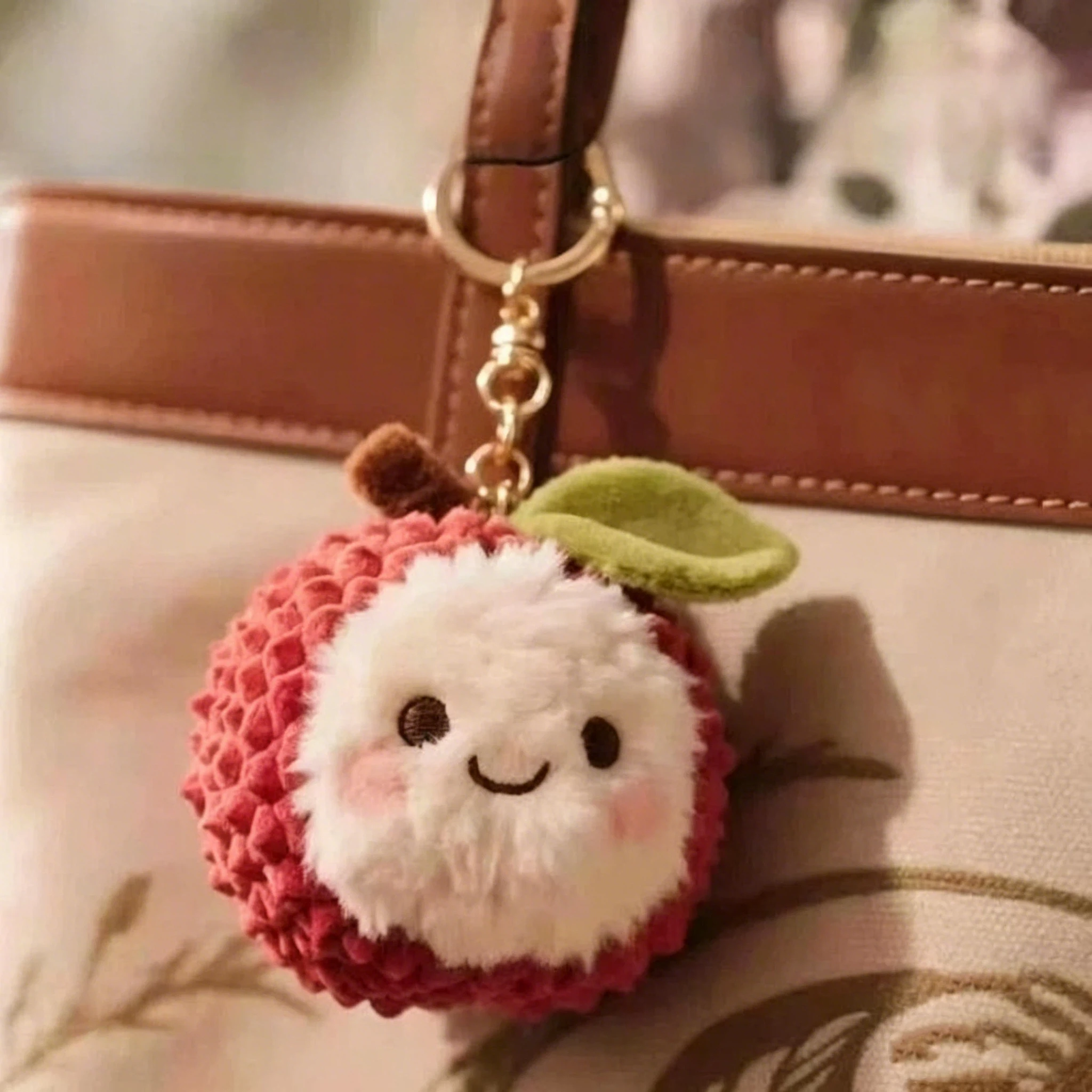 1Pcs Plush Lychee Yangmei Keychain Cute Fruit Soft Stuffed Toys For Kids Backpack Purse