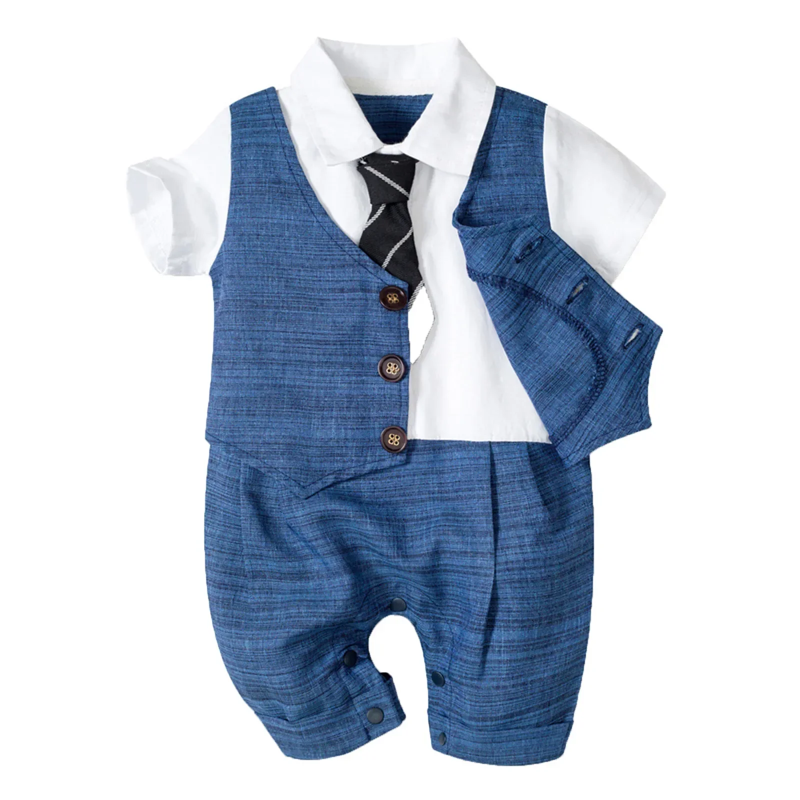 

Newborn Infant Baby Boys Gentleman Jumpsuit Button Romper Formal Clothes Vestidos Summer Baby Boy Clothes Bodysuit