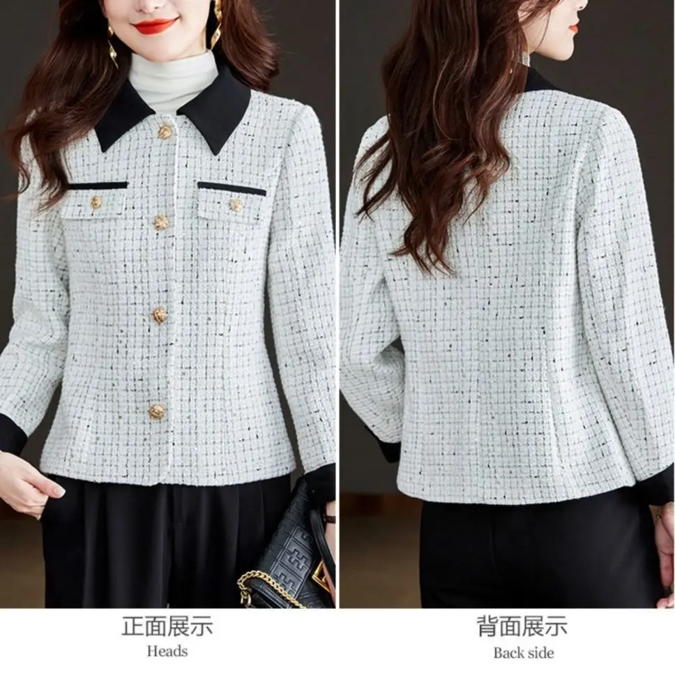 Women\'s Short Jacket Collar Spring Autumn Winter 2024 New Item Small Windbreaker Small Fragrant Fashion Western-style Top